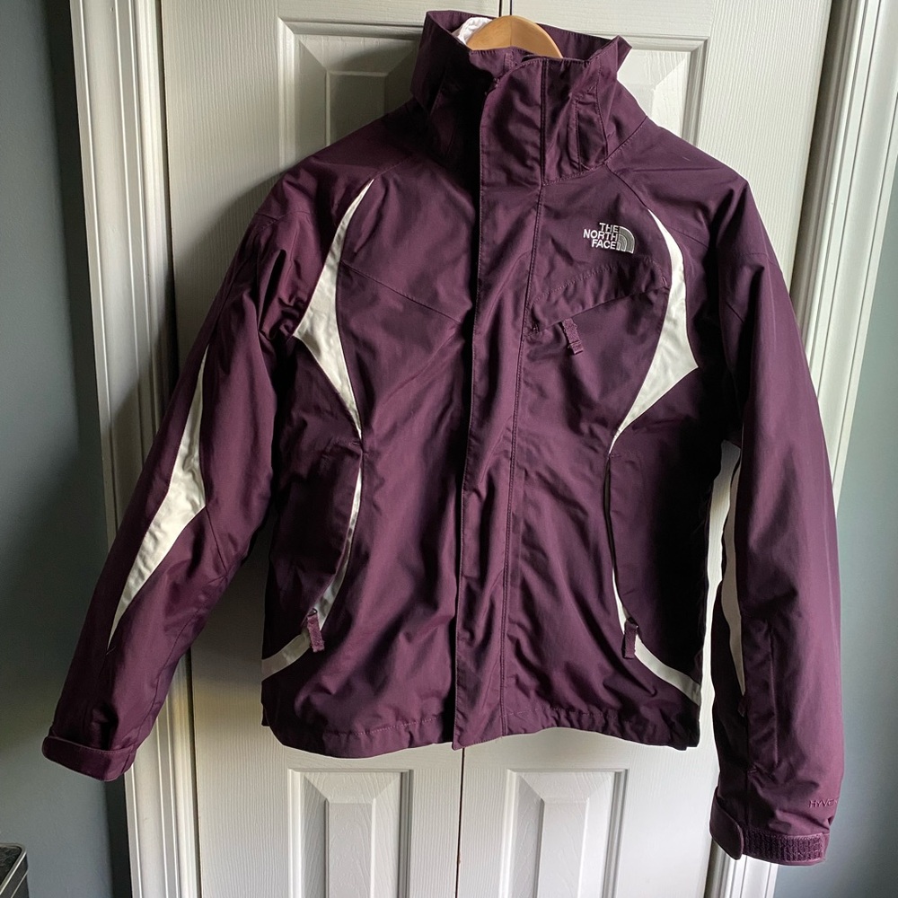 The North Face Womens 2-in-1 Winter Jacket Maroon White Size XS *NO HOOD